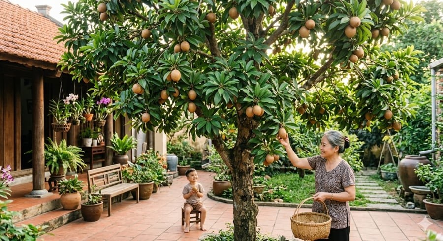 Hồng xiêm là loại cây lâu năm tượng trưng cho sự ổn định, bền vững và cuộc sống đủ đầy của gia đình.