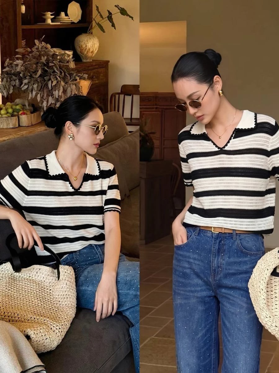 Kiểu áo này mang lại cảm giác chỉn chu tương tự áo sơ mi nhưng dễ mặc hơn trong thời tiết nóng. 