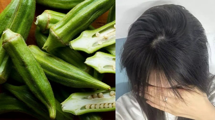 Sử dụng đậu bắp để ủ tóc, bạn sẽ có mái tóc bóng mượt, chắc khỏe hơn.