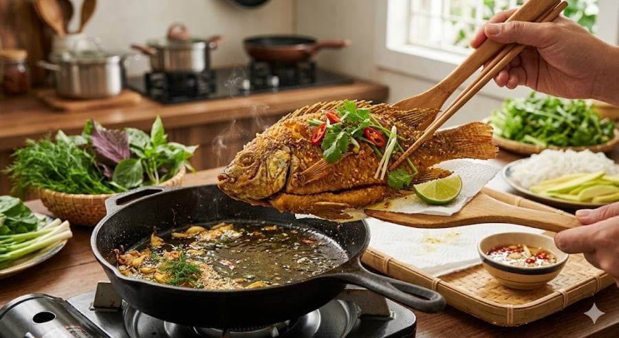 Nếu chiếc chảo nhà bạn đã cũ hoặc bạn đang sử dụng chảo gang, chảo inox, hãy áp dụng ngay một trong ba mẹo nhỏ dưới đây trước khi thả cá vào.