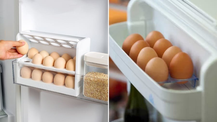 Nhiều người có thói quen để trứng ở cánh tủ lạnh vì tiện lợi, không tốn diện tích và tiện lấy khi nấu nướng