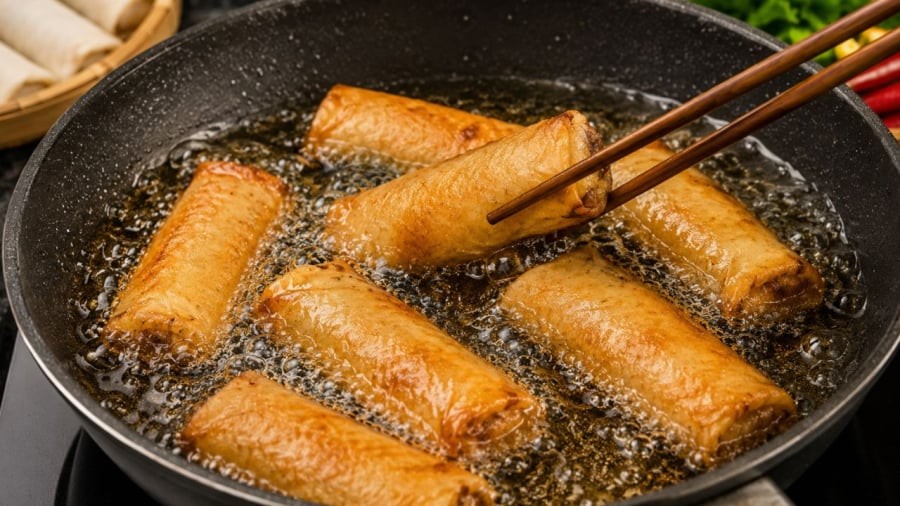 Rán nem hai lửa sẽ giúp nem ngon hơn