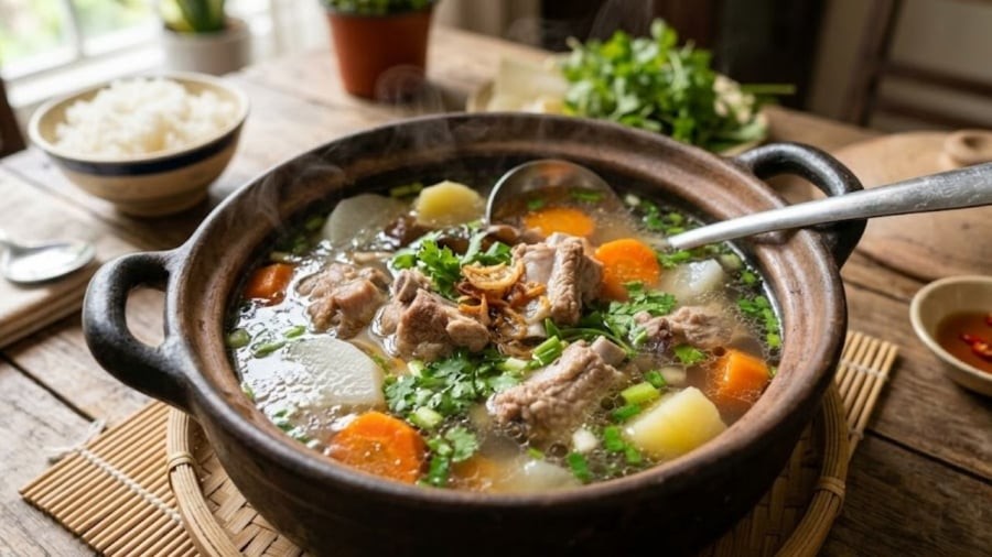 Bạn cần chờ cho xương chín mềm rồi mới bắt đầu nêm muối.