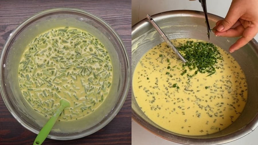 Vỏ bánh xèo được pha tổng hợp các loại bột để tạo độ giòn cho bánh. 