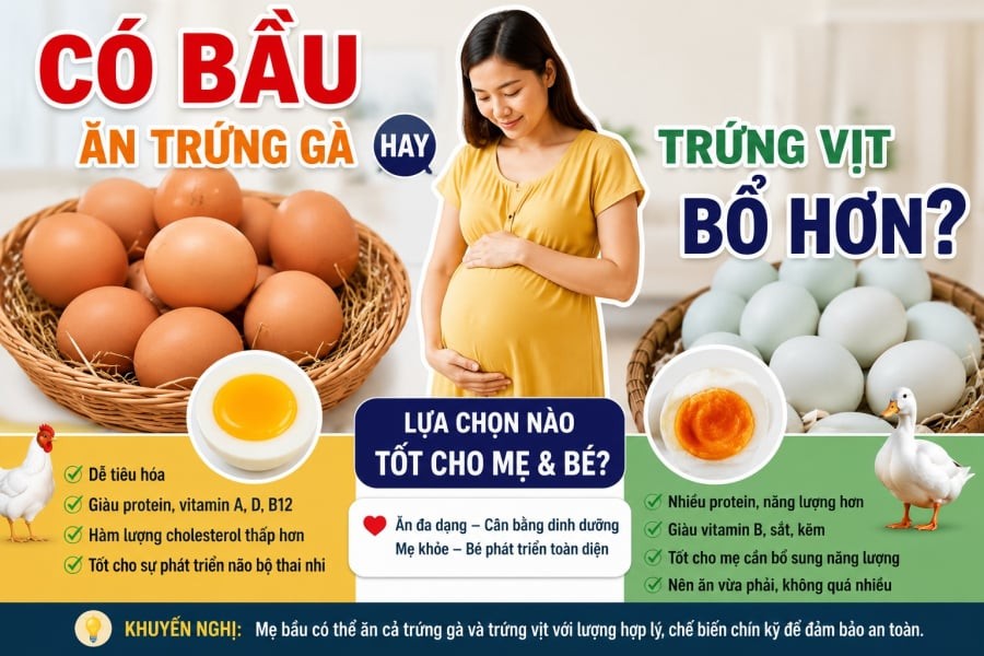 Có bầu ăn trứng gà hay trứng vịt bổ hơn?