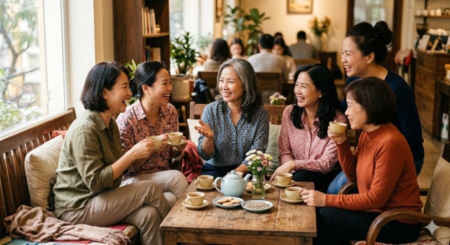 Những mối quan hệ tích cực và sự kết nối với bạn bè, người thân là một trong những yếu tố giúp phụ nữ tuổi trung niên cảm thấy hạnh phúc hơn.
