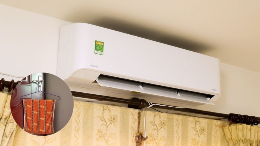 Bạn có thể treo khăn ẩm trong phòng điều hòa để bù độ ẩm, giảm cảm giác khô miệng, khô mũi.