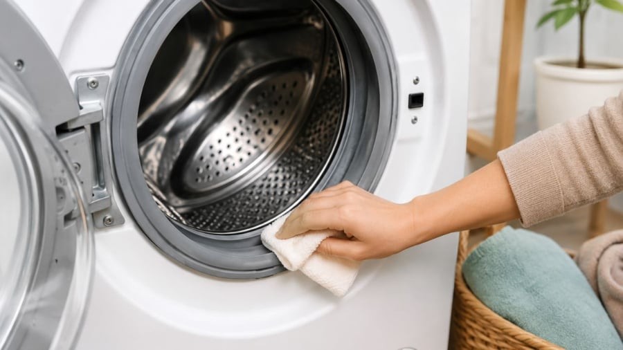 Lau và mở cửa lúc mới giặt xong