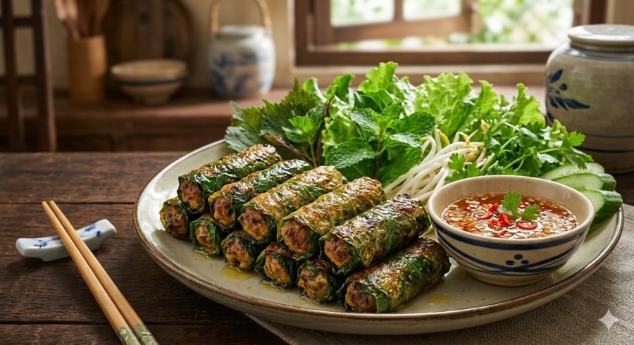 Rán chả ở nhiệt độ dầu vừa phải giúp lá lốt chín đều, thơm ngon mà không bị cháy đen hay mất màu.