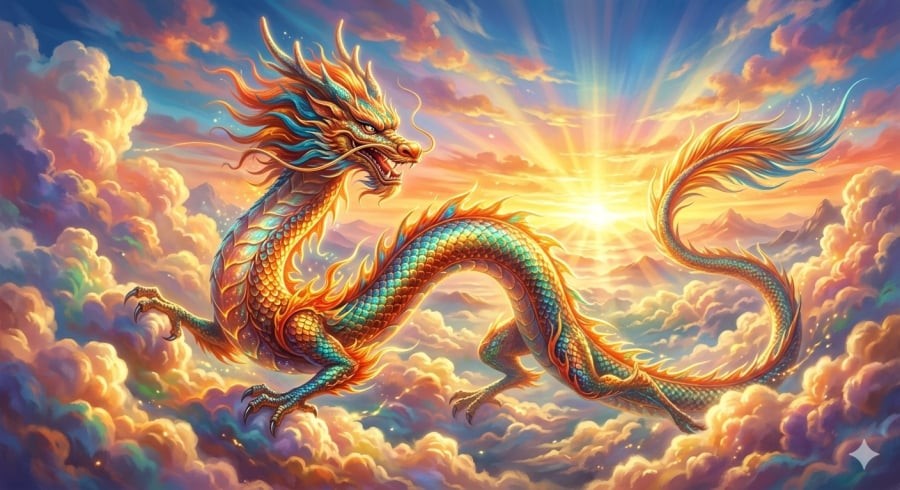 Rồng tượng trưng cho sức mạnh, sự thăng tiến và những cơ hội tài lộc đang rộng mở phía trước.
