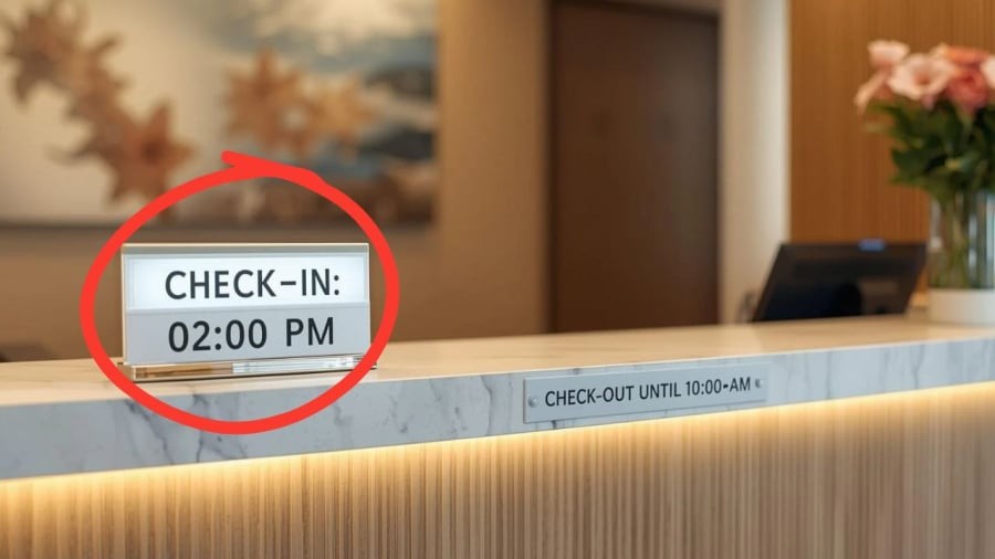 Khung giờ nhận phòng từ 14h và trả phòng trước 12h vừa thoải mái với khách hàng, vừa giúp khách sạn tối ưu hóa hoạt động và lợi nhuận.
