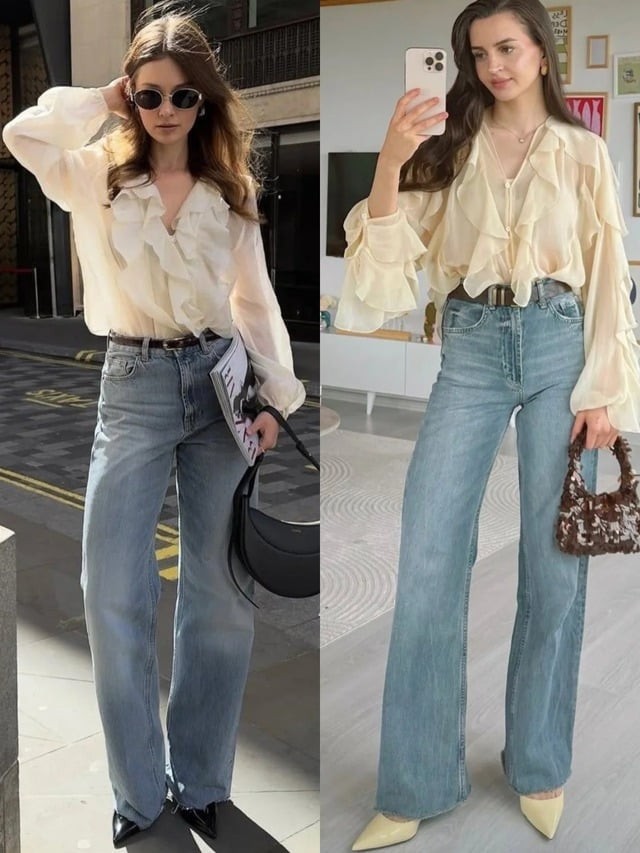 Quần jeans ống rộng được xem là một trong những thiết kế thân thiện với nhiều vóc dáng khác nhau.