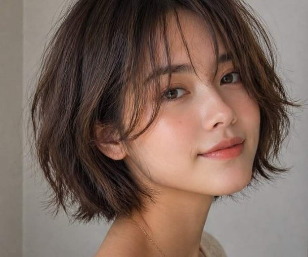 Phần tóc phía sau thường được xử lý gọn gàng trong khi một số lọn tóc được tạo độ vểnh nhẹ, giúp tổng thể trở nên sống động hơn.