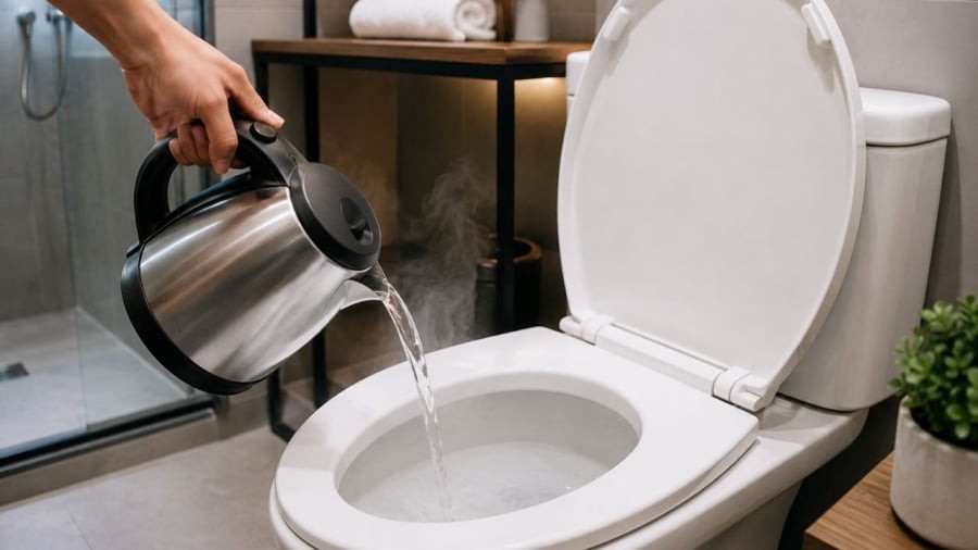 Đổ nước sôi giúp mang lại cảm giác yên tâm về vệ sinh
