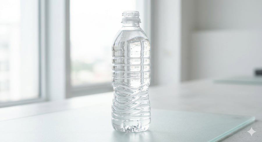 Những đường gân trên thân chai được tính toán để tăng độ cứng và giảm lượng nhựa sử dụng.