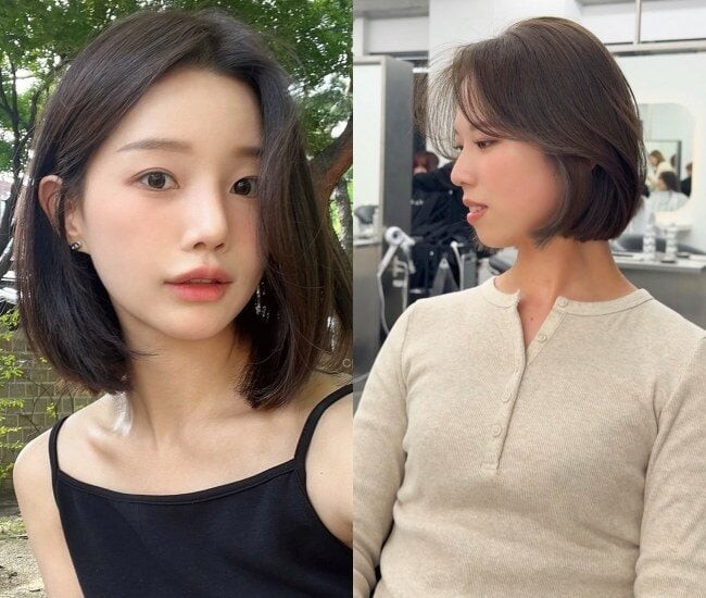Phần mái được cắt dài ôm nhẹ hai bên khuôn mặt giúp che bớt những đường nét góc cạnh và tạo hiệu ứng gương mặt thanh thoát hơn.