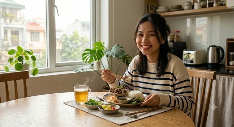 Cơm tẻ được nấu chín kỹ là loại thực phẩm rất lành tính và dễ tiêu hóa. 