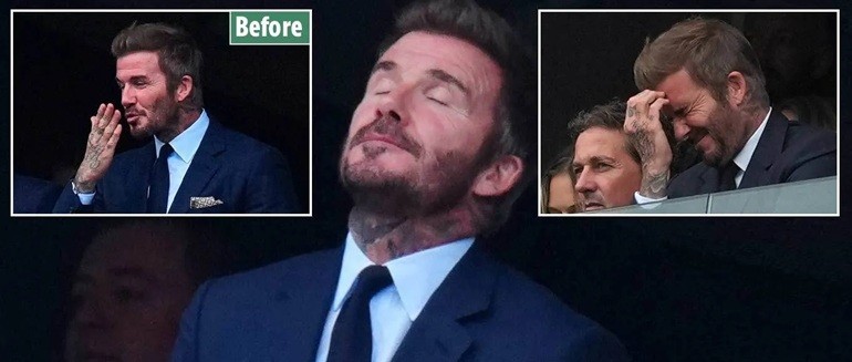 Cảm xúc của Beckham thay đổi trong trận đấu.