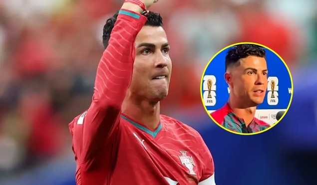 Ronaldo ngắt lời phóng viên khi đề cập đến Messi.