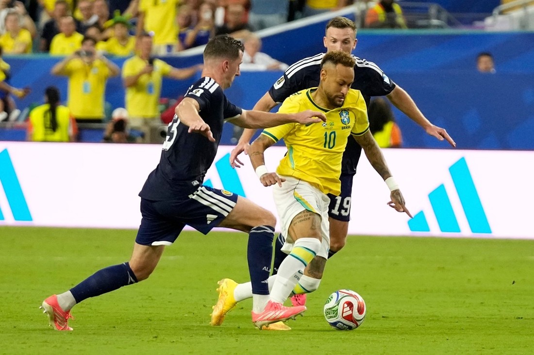Neymar ở trận Brazil thắng Scotland tại lượt trận thứ 3 bảng C VCK World Cup 2026.