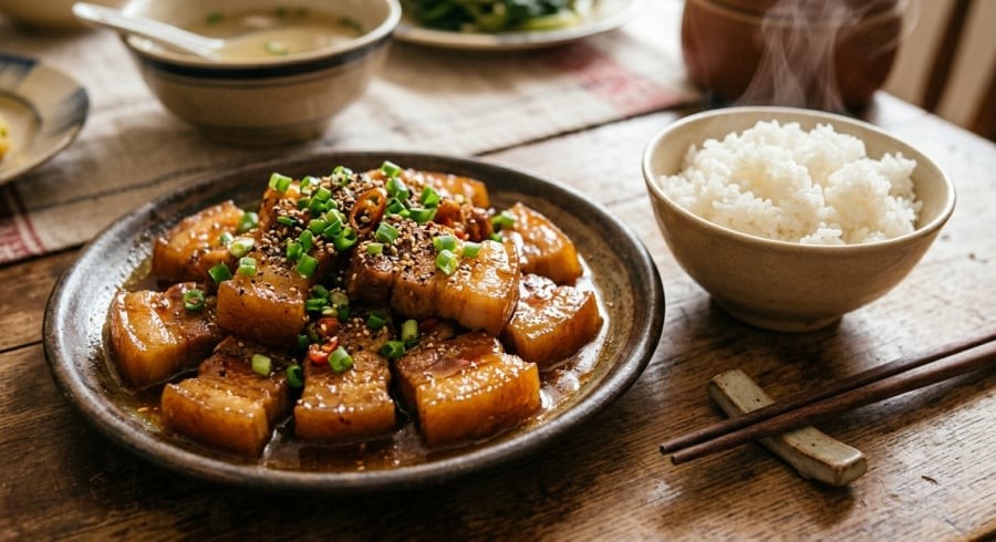 Thịt rang đúng cách sẽ có màu vàng đẹp mắt, mềm mọng, đậm đà và không bị khô cứng.