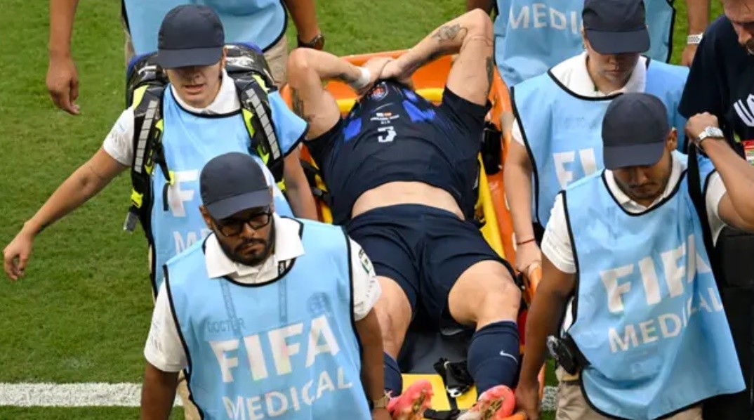 Ugarte đã dính chấn thương trong trận đấu giữa Uruguay và Tây Ban Nha. Ảnh: Getty Images.