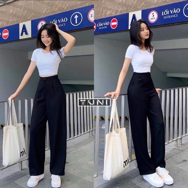 Thiết kế ôm gọn của áo ba lỗ hoặc áo thun kết hợp cùng quần ống rộng tạo cảm giác vóc dáng cân đối, giúp cơ thể trông cao ráo và thanh thoát hơn.