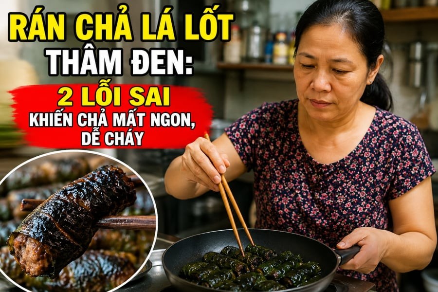 Rán chả lá lốt thâm đen: 2 lỗi sai khiến chả mất ngon, dễ cháy