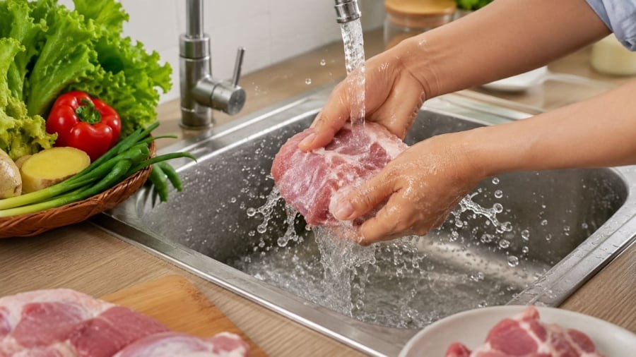 Đừng rửa thịt như thế này