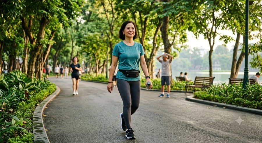 Thói quen vận động đều đặn như đi bộ có thể hỗ trợ cải thiện tuần hoàn máu não và duy trì sự minh mẫn ở tuổi 50.