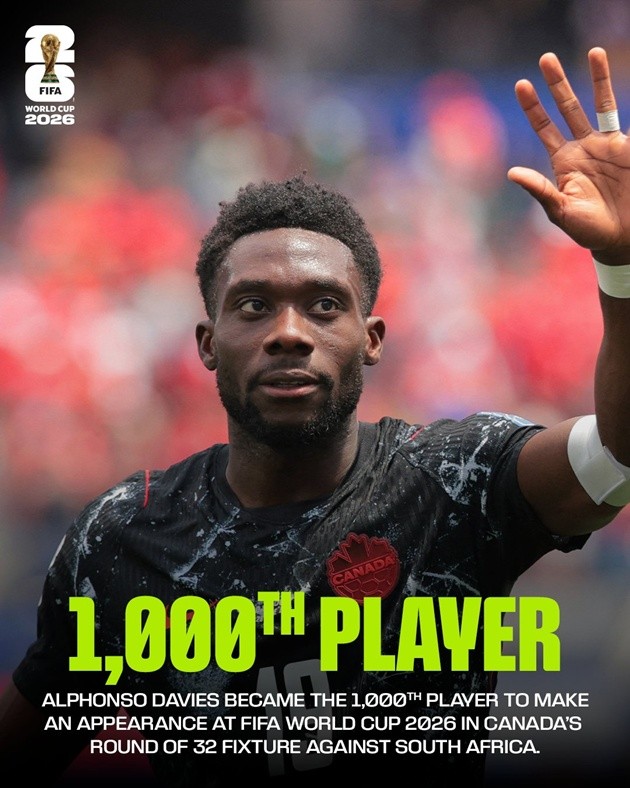 Davies trở thành cầu thủ thứ 1000 ra sân ở World Cup. Ảnh: FIFA