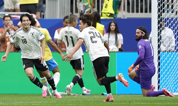 Nhật Bản bất ngờ vươn lên dẫn Brazil 1-0 từ sớm. Ảnh: Getty Images
