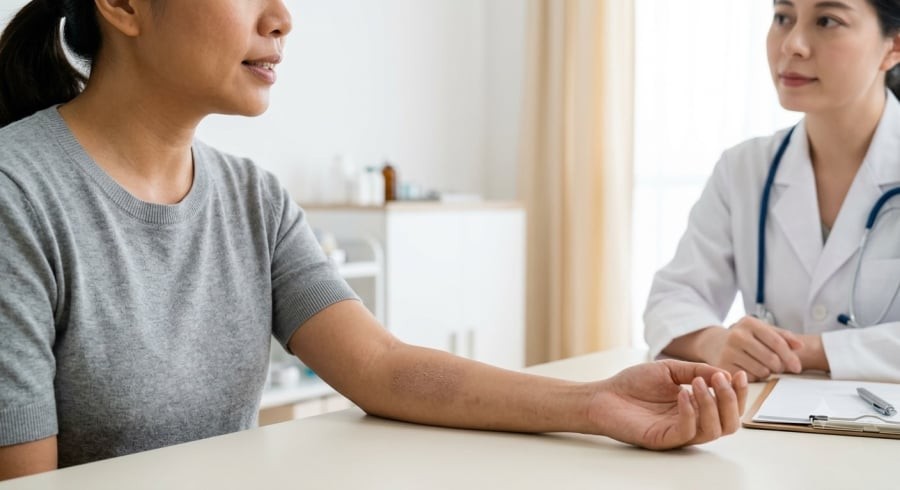 Một số thay đổi nhẹ trên làn da ở vùng tay hoặc mặt có thể là tín hiệu cần được theo dõi sức khỏe tổng thể.