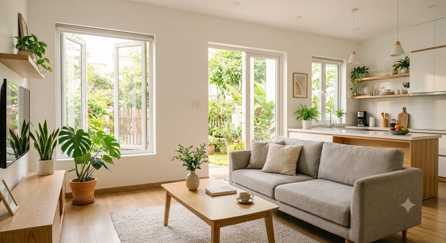 Giữ phòng khách và nhà bếp sạch sẽ, loại bỏ đồ đạc không cần thiết không chỉ giúp sinh hoạt thuận tiện hơn mà còn mang lại cảm giác thư thái, dễ chịu cho cả gia đình.