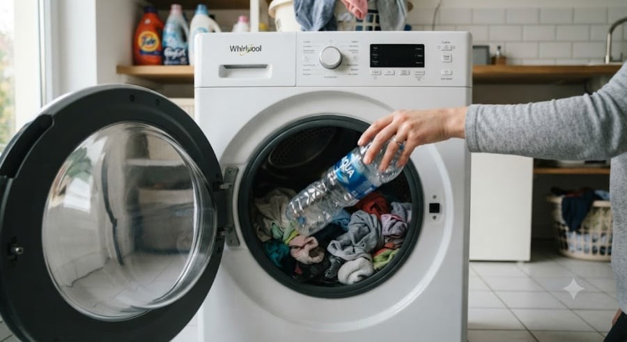 
Khi máy giặt hoạt động, quần áo thường có xu hướng quấn chặt lấy nhau theo chuyển động của lồng giặt, tạo thành một khối lớn. 
