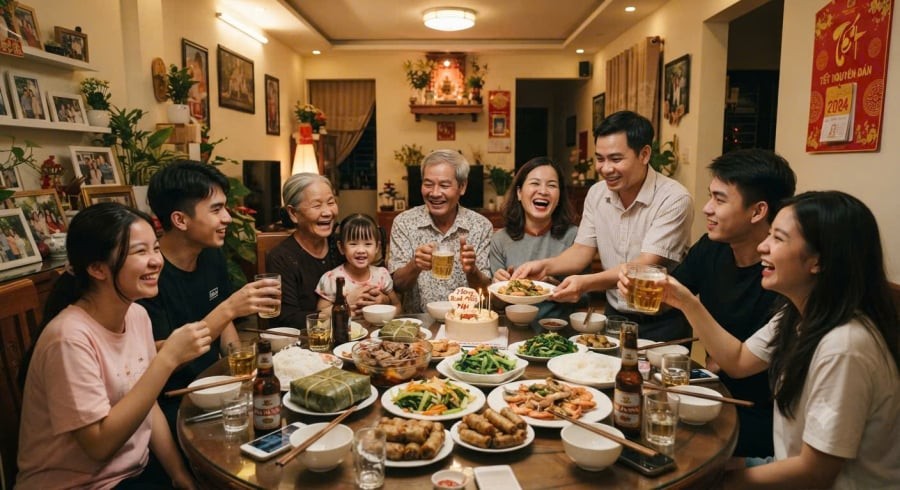 Nhà thường có những bữa cơm sum vầy đoàn viên nhiều phúc khí