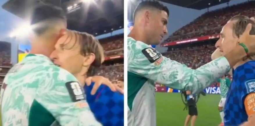 Cử chỉ đẹp Ronaldo dành cho Modric. Ảnh: X.