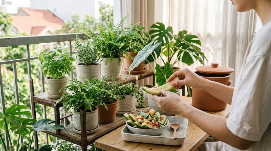 Vỏ dưa hấu có thể được tận dụng để ủ phân hữu cơ hoặc hỗ trợ vệ sinh lá cây, góp phần giảm lãng phí thực phẩm và chăm sóc cây cảnh.