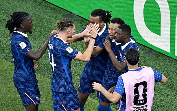 Bàn thắng duy nhất của Kylian Mbappe trên chấm phạt đền giúp tuyển Pháp giành chiến thắng. Ảnh Getty Images