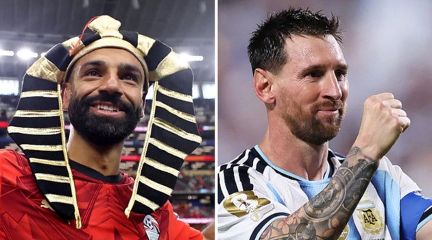 Messi và Salah, chỉ có một người có vé vào Tứ kết. Ảnh: Getty.