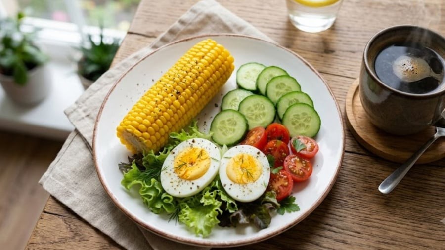 Ăn ngô luộc buổi sáng có tác dụng tạo cảm giác no lâu, hỗ trợ giảm cân.