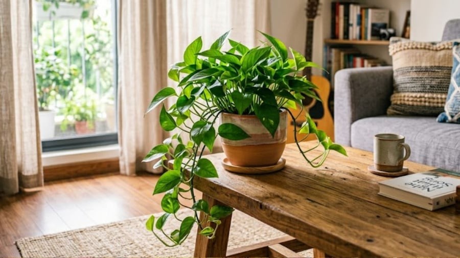 Trồng cây trầu bà trong nhà vừa có tác dụng làm cảnh, vừa thanh lọc không khí.