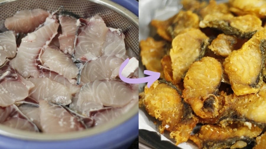 Cá phi lên rán giòn và để ráo dầu.