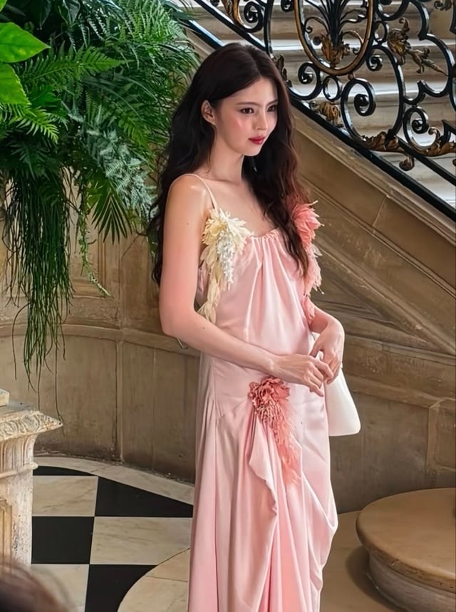 Để hoàn thiện bộ trang phục, Han So Hee lựa chọn chiếc túi xách màu trắng với thiết kế hình học hiện đại của Dior.