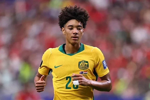 Lucas Herrington để lại ấn tượng tại World Cup 2026 trong màu áo Australia. Ảnh: Getty Images