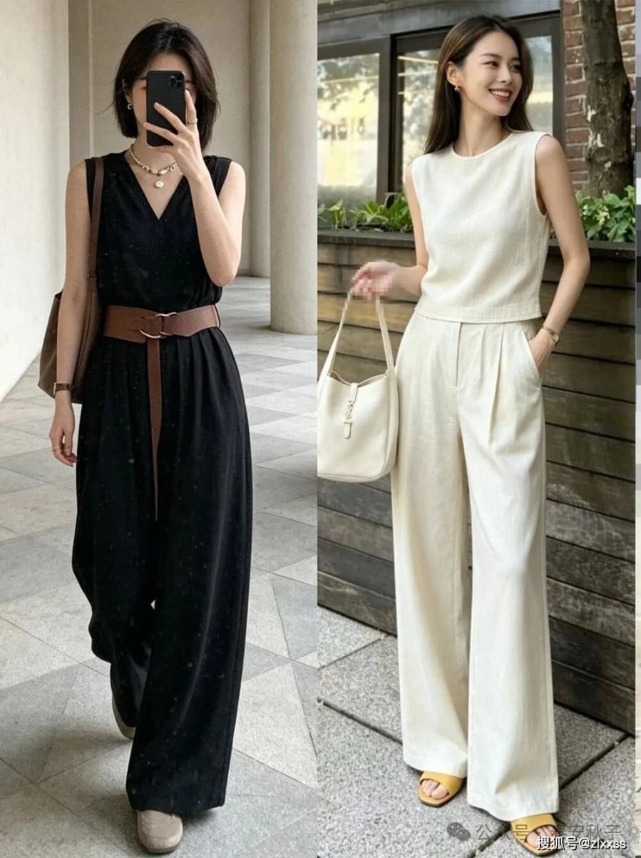 Các thiết kế như áo ba lỗ, áo tank top hay áo gile không tay đều có thể kết hợp cùng quần ống rộng để tạo nên diện mạo hiện đại và phóng khoáng.