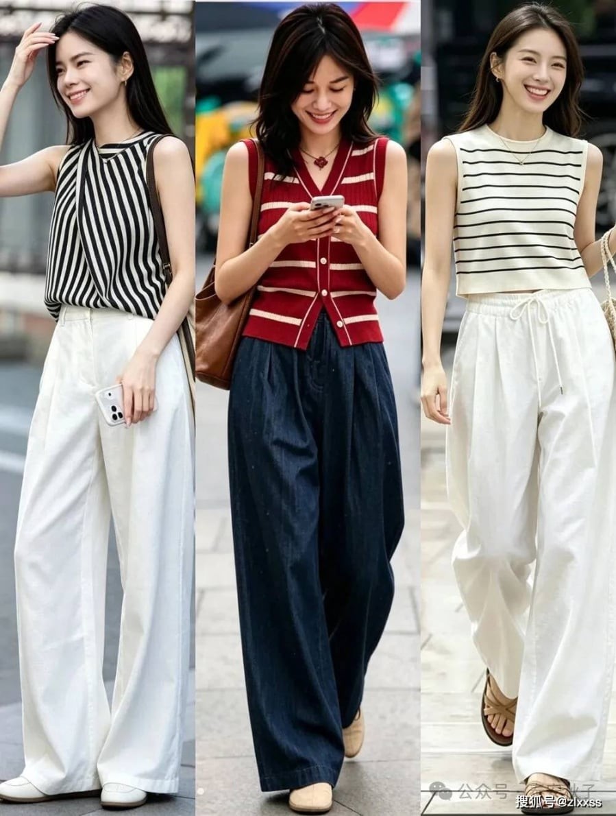 Họa tiết kẻ ngang hoặc kẻ mảnh giúp tổng thể trở nên sinh động hơn nhưng vẫn giữ được tinh thần tối giản.