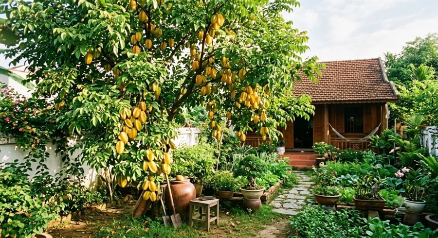 Cây khế được nhiều gia đình yêu thích vì vừa cho quả ngon vừa mang ý nghĩa đủ đầy.