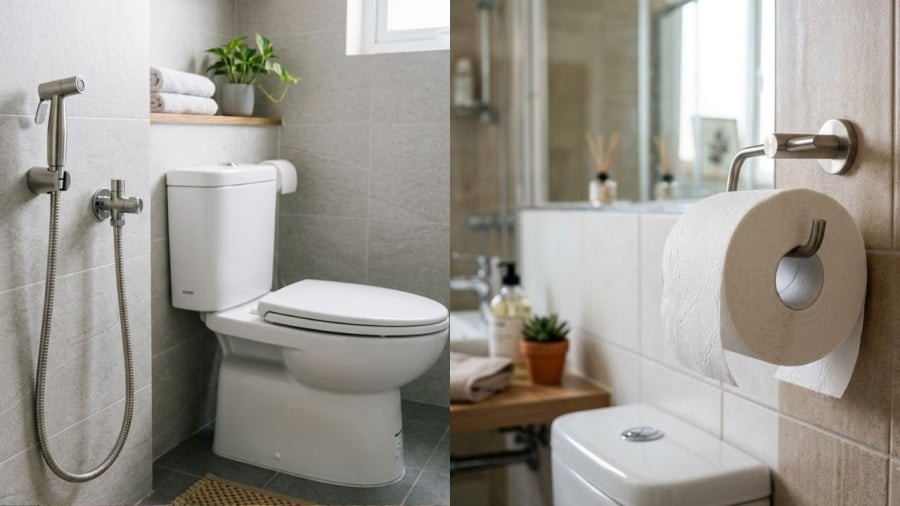 Sau khi đi vệ sinh, việc sử dụng vòi xịt giúp hạn chế vi khuẩn bám trên tay.
