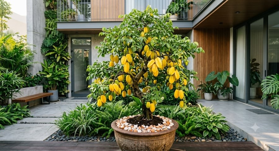 Vỏ trứng nghiền nhỏ là nguồn canxi tự nhiên giúp cây khế phát triển khỏe và hỗ trợ tăng khả năng đậu quả.